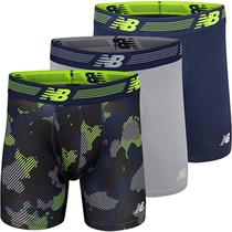 Cuecas boxer New Balance de 6 polegadas sem etiqueta para homens, pacote com 3