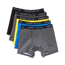 Cuecas boxer Perry Ellis de algodão elástico para homens, pacote com 5