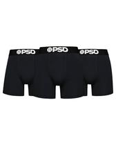 Cuecas boxer PSD masculinas de algodão preto, pacote com 3 unidades, que absorvem a umidade