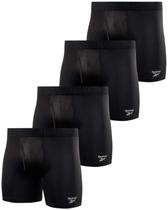 Cuecas boxer Reebok Soft Performance para homens, pacote com 4 unidades pretas Cuecas boxer Reebok Soft Performance para homens, pacote com 4 unidades pretas