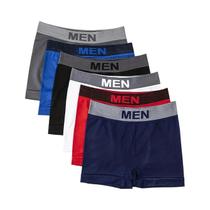 Cuecas boxer respirável de alta elasticidade masculina, calcinha lisa, meia-calça confortável, 5 pcs