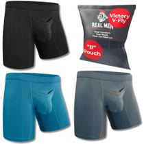 Cuecas boxer RM Real Men Modal de 7 polegadas com bolsa de bolas para homens, pacote com 3