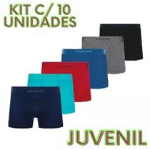 Cuecas Boxer Selene Sem Costura Microfibra Infantil Kit com 10