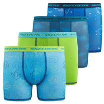 Cuecas boxer Skechers Boys, pacote com 4 unidades, microfibra elástica Cuecas boxer Skechers Boys, pacote com 4 unidades, microfibra elástica