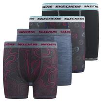 Cuecas boxer Skechers Boys, pacote com 4 unidades, microfibra elástica Cuecas boxer Skechers Boys, pacote com 4 unidades, microfibra elástica