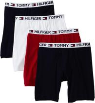 Cuecas boxer Tommy Hilfiger para homens, pacote com 4 pretas/vermelhas/azul/brancas