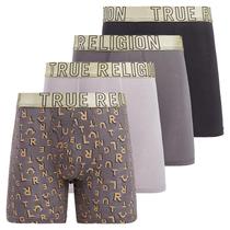 Cuecas boxer True Religion Stretch Modal, pacote com 4 unidades, pretas e douradas Cuecas boxer True Religion Stretch Modal, pacote com 4 unidades, pretas e douradas