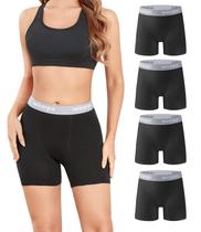 Cuecas boxer wirarpa femininas de algodão, pacote com 4 unidades, pretas Cuecas boxer wirarpa femininas de algodão, pacote com 4 unidades, pretas