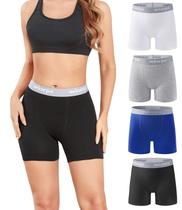 Cuecas boxer wirarpa femininas de algodão, pacote com 4 Cuecas boxer wirarpa femininas de algodão, pacote com 4