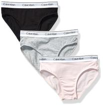 Cuecas Calvin Klein, biquíni de algodão pequeno e moderno para meninas, pacote com 3