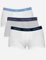 Cuecas Calvin Klein Low Rise Trunk Blue Print Branca/ Mescla Pack 3UN