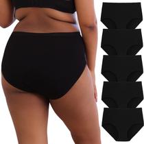 Cuecas de algodão de cintura alta INNERSY Plus Size, pacote com 5
