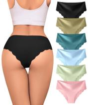 Cuecas de biquíni Riozz Sexy Seamless Ice Silk, pacote com 6