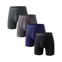 Cuecas De Fibra De Bambu Para Homens 4 Peças Toque Suave Design U Pouch Cuecas Longas