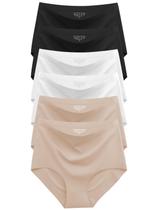 Cuecas femininas Cuweni sem costura de cintura alta, pacote com 6