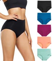 Cuecas femininas de algodão de cintura alta Wirarpa, pacote com 5 Cuecas femininas de algodão de cintura alta Wirarpa, pacote com 5