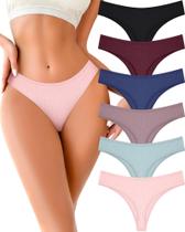 Cuecas femininas de algodão FINETOO, pacote com 6, macias, cintura baixa Cuecas femininas de algodão FINETOO, pacote com 6, macias, cintura baixa