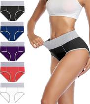 Cuecas femininas de algodão Wirarpa, pacote com 5, multicoloridas Cuecas femininas de algodão Wirarpa, pacote com 5, multicoloridas