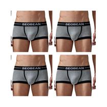Cuecas Masculinas De Algodão Respirável E Absorvente De Suor, Pacote Com 4 Peças, Boxers