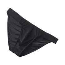 Cuecas Masculinas De Seda Gelada Com Cinto Largo, Bolsa U Sexy, Costas Franzidas, Respiráveis,