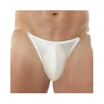 Cuecas masculinas de seda gelada, roupa íntima transparente, sexy, cintura baixa, bolsa respirável