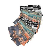 Cuecas Masculinas plus Size 12 Peças Boxers Confortáveis E Respiráveis Com Estampa De Letras Para
