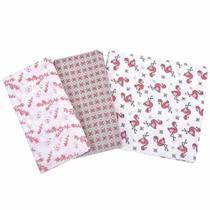 Cueiro Bebê Composê Estampado 3 unidades 80 x 50cm Cueiro Bebê Composê Estampado 3 unidades 80 x 50cm