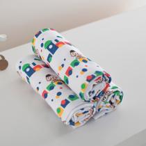 Cueiro Bebê Manta Turma da Mônica Estampado Grande Kit com 3 Unidades Flanelado 100% algodão