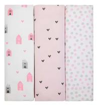 Cueiro Bebe Papi Composé Flanelado Estampado Rosa Casinha 80