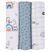 Cueiro de bebê Flanelado Papi Baby 100% Algodão 1,00x80cm Kit C/ 3 Unidades