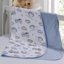 Cueiro Duplo Tecebem Baby Kim Malha Estampado kinder 80cm x 90cm Azul