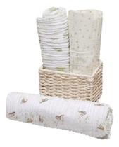 CUEIRO EXTRA GRANDE SWADDLE CHARUTINHO SOFT BAMBOO 1,20X 1,20m KIT C/03 UN-MANTA P/BEBÊ/CRIANÇA PAPI