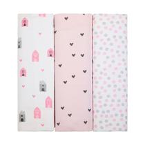 Cueiro flaneladinho de bebê kit com 3 casinha