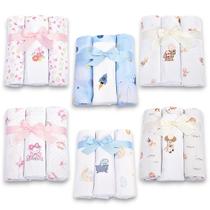 Cueiro Flanelado Algodão 80cm 3Pçs Enxoval Bebê Bordado Mimo