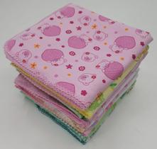 Cueiro Flanelado Bebê Estampado Com Crochê Kit Com 5