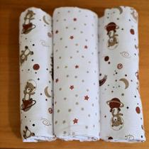 Cueiro Flanelado BUBLIM PETIT URSO MARROM - 3 Unidades