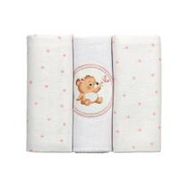Cueiro Flanelado C/3 Bublim 50cmX80cm Feminino Rosa/Ursa Jardim 28045-551 Cueiro Flanelado C/3 Bublim 50cmX80cm Feminino Rosa/Ursa Jardim 28045-551