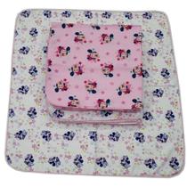 Cueiro Flanelado Disney 80X80Cm Com Crochê Minnie