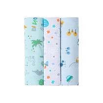 Cueiro Flanelado Estampado Azul 80x60Cm Com 3 Pçs Cueiro Flanelado Estampado Azul 80x60Cm Com 3 Pçs