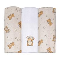 Cueiro Flanelado Estampado com Puff 60 cm x 80 cm Pixuxu