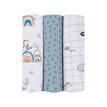 Cueiro Flanelado Estampado Dino Contém 03 Un Papi