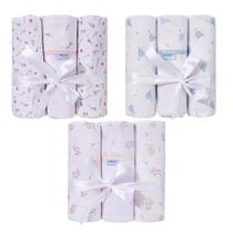 Cueiro Flanelado Grande 1mx80cm Estampado Enxoval Bebê 3 Pcs