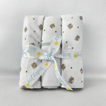 Cueiro Flanelado Grande 1mx80cm Estampado Enxoval Bebê 3 Pcs