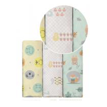 Cueiro flanelado karinho estampado 80cm x 50cm contem 03 un