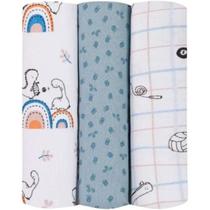 Cueiro Flanelado Papi Baby Estampado Kit com 3 un