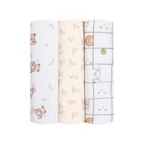 Cueiro Flanelado Papi Baby Estampado Kit com 3 un Cueiro Flanelado Papi Baby Estampado Kit com 3 un