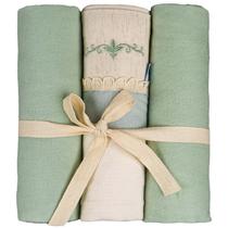 Cueiro Liso Flanelado com Vira Bordada e Ponto Curva