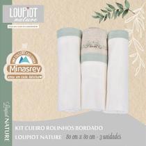 Cueiro Loupiot Nature Verde - 3 Peças de 80cm x 80cm em Algodão