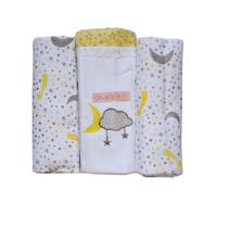 Cueiro Manta Bebê Flanelado Kit c/03 Un 80cm x 80cm Bordado Cia do Neném