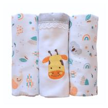Cueiro Manta Bebê Kit c/03 Unidades 80cm x 80cm - Baby Gijo